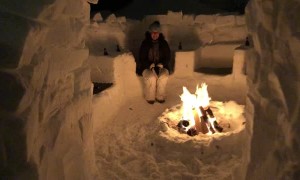 Snow Bound Couple Builds Mind-Blowing Snow Fort