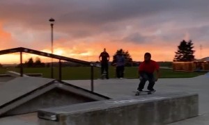 Skateboarder Slams Into Rail Hard