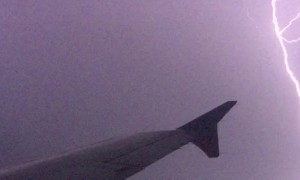 Intense Lightning Strike Captured From Plane