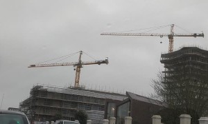 Huge Crane Spinning in Wind from Storm Ciara