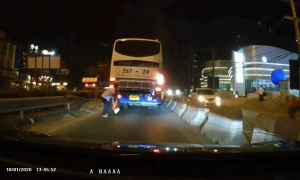 Bus Blinker Catches Fire in Rayong