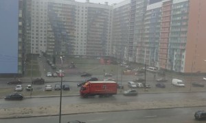 Strong Winds Blow Truck into Parked Van