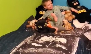 Boy Uses Rockwall to Prepare for Sleep