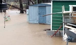 Flood Waters Rise On Mobile Homes