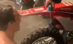 Drinking From a Dirt Bike Exhaust