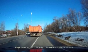 Lucky Cars Dodge a Large Wheel