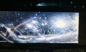 Man Standing in Street Slams Windshield with Branch