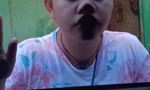 Friend Pushes Face onto Glass