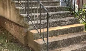 Pressure Washing a Dirty Staircase