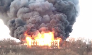 Spectacular fire rages out of control 