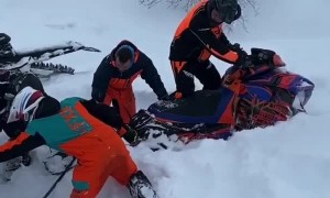 Snowmobile Pull Doesn't Go as Planned