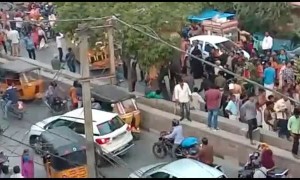 Elephant Involved in Festive Ritual Turns on Passerby