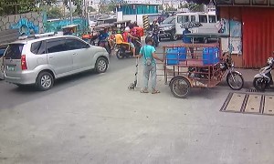 Unstable Start on Motor Bike Leads to Crunch