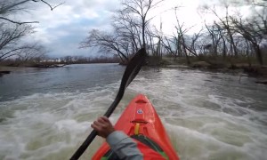 Kayaker Shoots Down a Drainage Pipe