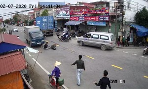 Motorcycle Plays High Stakes Game of Truck Pinball