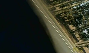 Truck Tire Crashes Car