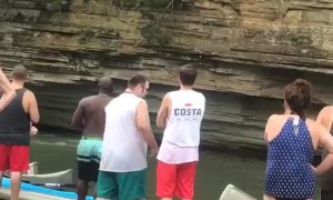 Woman Falls After Hesitating at the Final Step