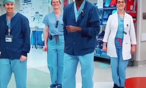 Anesthesiologist dances with his coworkers to brighten up your day