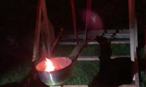 Backyard Catapult Launches Flames Skyward