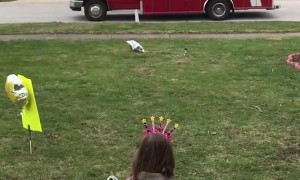 Emergency Workers Wish Lucky Girl Happy Birthday