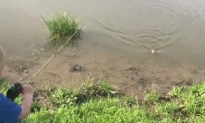 Siblings Use Encouragement to Catch Fish