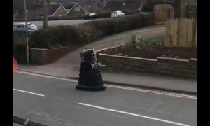 Sandford Police use a Dalek to order people to stay inside