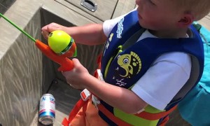 3-Year-Old Tosses Rod after Catching His First Fish