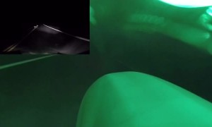 Motorcycle Has Close Call With Deer Crossing Highway