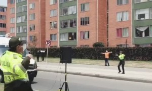 Police in Bogota give zumba classes to quarantined residents