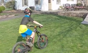 Boy Races Through Homemade BMX Track