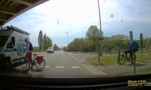 Cyclists Fail to Give Way While Crossing Road