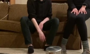 Mom and son pull off a sweet pan trick shot