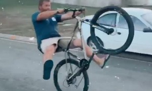 Son on Scooter Collides with Wheel