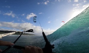 Kitesurfing a Deep Barrel