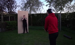 Insanely Close Knife Throw