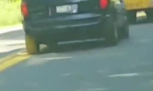 Tailgating Car Botches Lane Paint Job