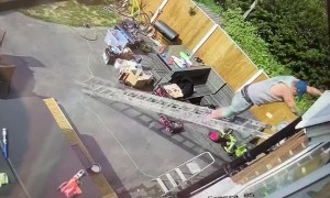 Slippery Floor Leads to Ladder Sliding