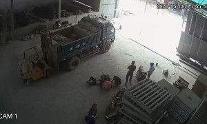 Working Man Falls From Work Truck