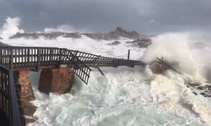 Bridge Broken Apart by Huge Storm