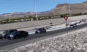 Cars Use On-Ramp to Exit Freeway After Traffic Jam