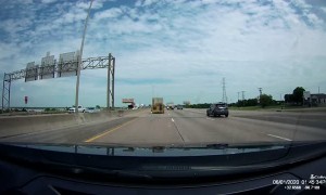 Truck Tire Blow Out Leaves Trail of Debris