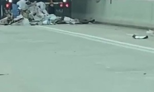 Garbage Truck Leaves a Trail