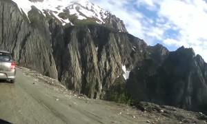 Riding Up a Steep Mountain Road