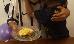 Brother is Thrilled to Receive the First Piece of Cake