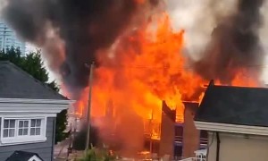 Massive fire captured on camera in Vancouver, Canada