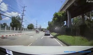 Moped Rider Casually Drifts into Occupied Lane