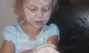 Girl Gives Herself a Yogurt Bath