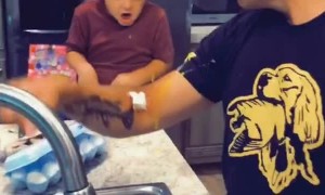 Bicep Curl Breaks Egg All Over Son's Face