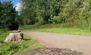 Doll Does Some Serious Stunt Driving on RC Car