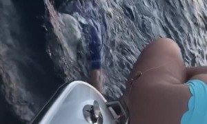 Fisherman Dives in to Save Snapper Catch